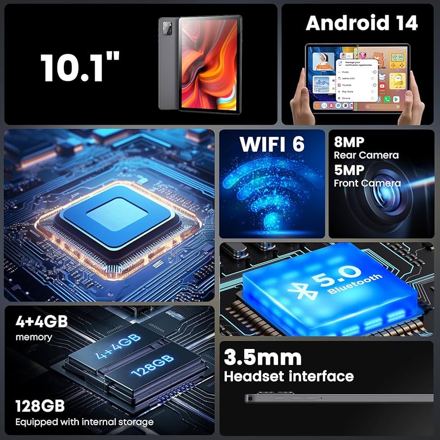 Amazon.com : Azeyou Tablet 10.1 inch, Android 14 Tablet, 8GB
